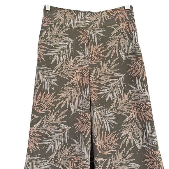 A New Day Olive Green Tropical Print Flowy Wide Leg Palazzo Pants Women’s XSmall - Picture 2 of 8